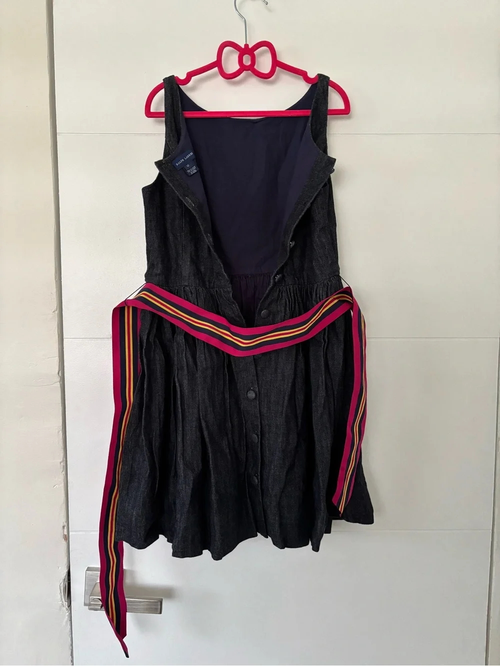 Girls Ralph Lauren kids Sleeveless Button-back dress with colored Stripe Belt